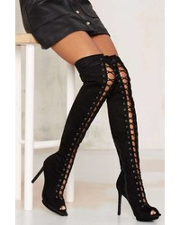 Nasty Gal Clarissa Over The Knee Lace Up Boot