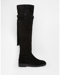 Asos Collection Kilo Suede Flat Over The Knee Boots