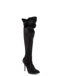 Costume National Nero Black Suede Fashion Over The Knee Boots