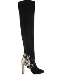 Jimmy Choo Doma Elaphe Paneled Suede Over The Knee Boots