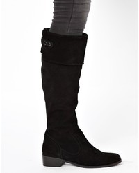 Dune Tish Black Suede Over The Knee Boots