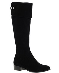 Dune Tish Black Suede Over The Knee Boots