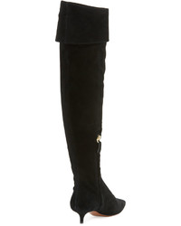 Tory Burch Elizabeth Suede Over The Knee Boot Black