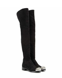 Miu Miu Embellished Suede Over The Knee Boots
