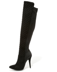 Feel Like A Woman Black Suede Over The Knee Boots