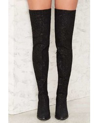 Jeffrey Campbell Gatlin Over The Knee Suede Boot Floral