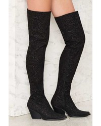 Jeffrey Campbell Gatlin Over The Knee Suede Boot Floral