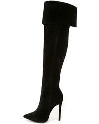 Good To Be Bad Black Suede Over The Knee Boots
