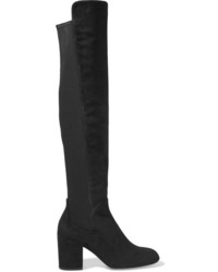 Stuart Weitzman Halftime Suede And Stretch Over The Knee Boots Black