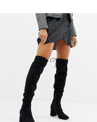 New Look Wide Fit High Leg Heeled Boot In Black