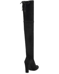 Stuart Weitzman Highland Stretchy Suede Over The Knee Boot Black