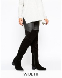 Asos Kaleb Wide Fit Suede Pointed Over The Knee Boots