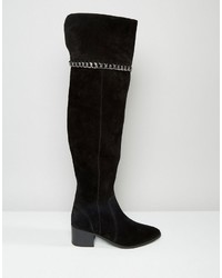 Asos Keeta Suede Chain Over The Knee Boots