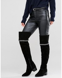 Asos Keeta Suede Chain Over The Knee Boots