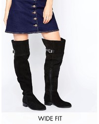 Asos Knighthood Wide Fit Suede Over The Knee Boots