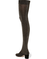Charlotte Olympia Less Is More Metallic Jersey Over The Knee Boots Black