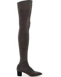 Charlotte Olympia Less Is More Metallic Jersey Over The Knee Boots Black