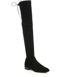Stuart Weitzman Lowland Suede Lace Up Over The Knee Boots