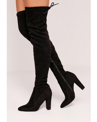 Missguided Black Over The Knee Heeled Boots