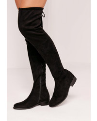 Missguided Flat Over The Knee Boots Black