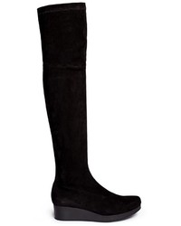 Robert Clergerie Natuj Stretch Suede Wedge Thigh High Boots
