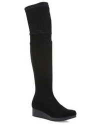 Robert Clergerie Natul Stretch Suede Over The Knee Wedge Boots
