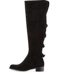 Sesto Meucci Over The Knee Back Bow Suede Boots Black
