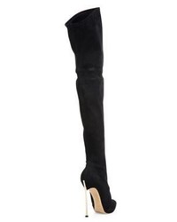 Casadei Over The Knee Suede Pearly Blade Heel Boots