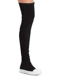 Rick Owens Over The Knee Suede Sock Boots
