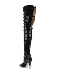 Moschino Patent Stripe Thigh Boots