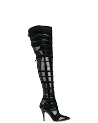 Moschino Patent Stripe Thigh Boots