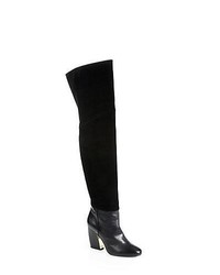 Pierre Hardy Suede Leather Thigh High Boots Black
