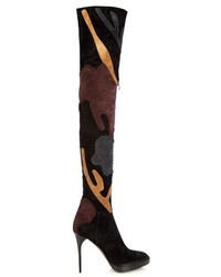Burberry Prorsum Over The Knee Embroidered Suede Boots