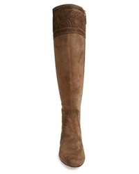 AERIN Rin Danielle Embroidered Suede Over The Knee Boot
