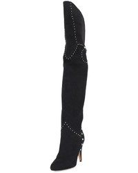 Valentino Rockstud Rolling Over The Knee Boot Black