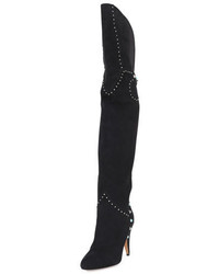 Valentino Rockstud Rolling Over The Knee Boot Black