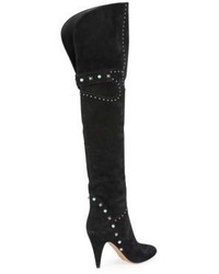 Valentino Rockstud Rolling Over The Knee Suede Boots