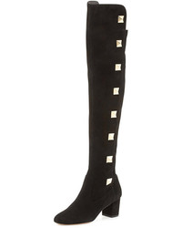 Valentino Rockstud Suede Over The Knee Boot Black