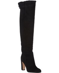 Gianvito Rossi Shearling Lined Over The Knee Boots Black