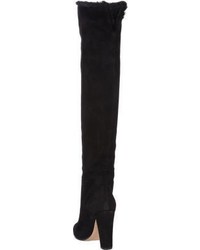 Gianvito Rossi Shearling Lined Over The Knee Boots Black Size