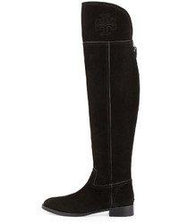 Tory Burch Simone Over The Knee Suede Boot Black