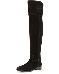 Tory Burch Simone Over The Knee Suede Boot Black