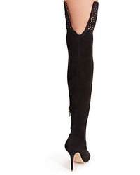 Webster Sophia Adrianna Suede Lattice Cuff Over The Knee Boots