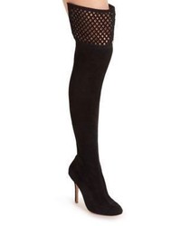 Webster Sophia Adrianna Suede Lattice Cuff Over The Knee Boots