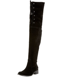 Delman Stacy Over The Knee Lace Up Boot Black