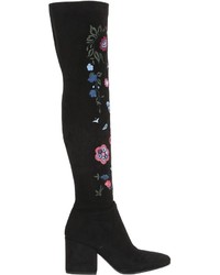 Strategia 70mm Floral Stretch Faux Suede Boots