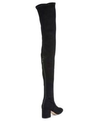 Valentino Stretch Suede Over The Knee Block Heel Boots