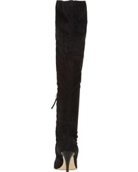 Barneys New York Stretch Suede Over The Knee Boots Black