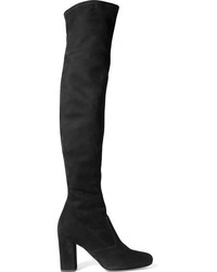 Saint Laurent Stretch Suede Over The Knee Boots Black