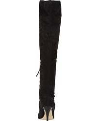 Barneys New York Stretch Suede Over The Knee Boots Black Size